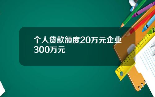 个人贷款额度20万元企业300万元