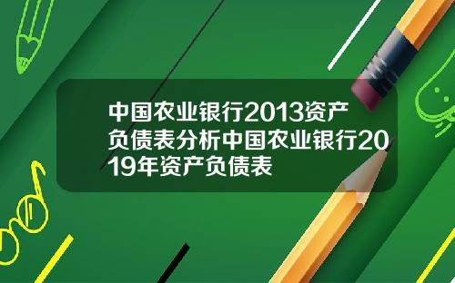 中国农业银行2013资产负债表分析中国农业银行2019年资产负债表