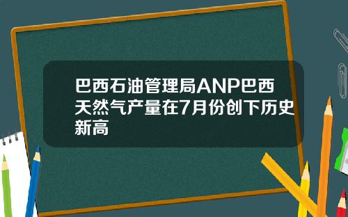 巴西石油管理局ANP巴西天然气产量在7月份创下历史新高