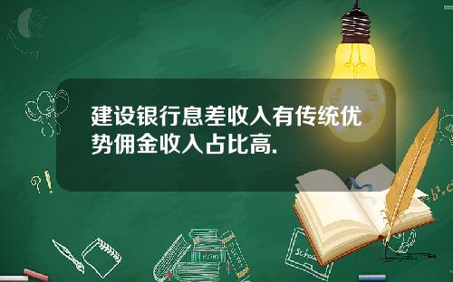 建设银行息差收入有传统优势佣金收入占比高.