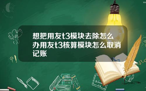 想把用友t3模块去除怎么办用友t3核算模块怎么取消记账