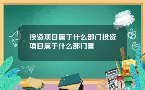 投资项目属于什么部门投资项目属于什么部门管