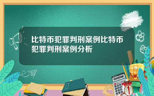 比特币犯罪判刑案例比特币犯罪判刑案例分析