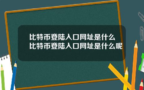 比特币登陆入口网址是什么比特币登陆入口网址是什么呢