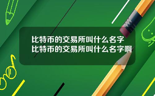 比特币的交易所叫什么名字比特币的交易所叫什么名字啊