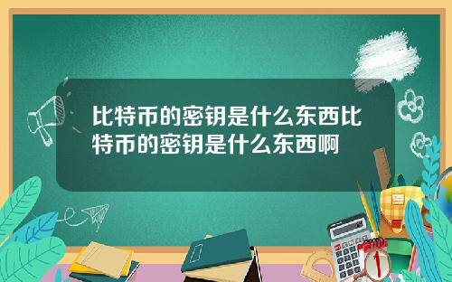 比特币的密钥是什么东西比特币的密钥是什么东西啊