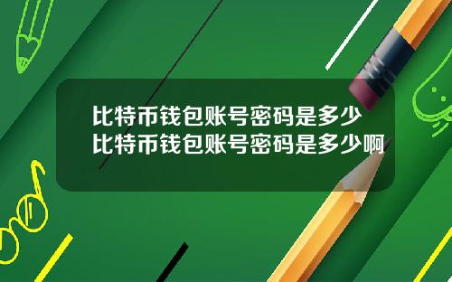 比特币钱包账号密码是多少比特币钱包账号密码是多少啊