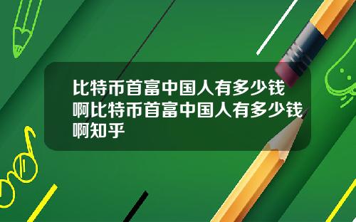 比特币首富中国人有多少钱啊比特币首富中国人有多少钱啊知乎