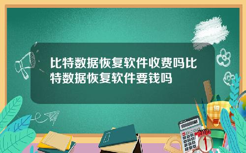 比特数据恢复软件收费吗比特数据恢复软件要钱吗