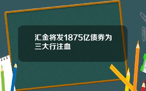 汇金将发1875亿债券为三大行注血