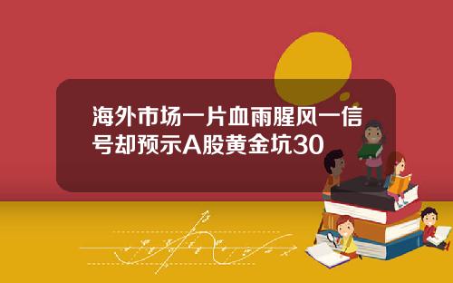 海外市场一片血雨腥风一信号却预示A股黄金坑30