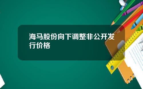 海马股份向下调整非公开发行价格