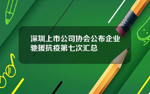 深圳上市公司协会公布企业驰援抗疫第七次汇总