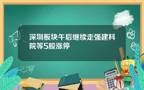 深圳板块午后继续走强建科院等5股涨停