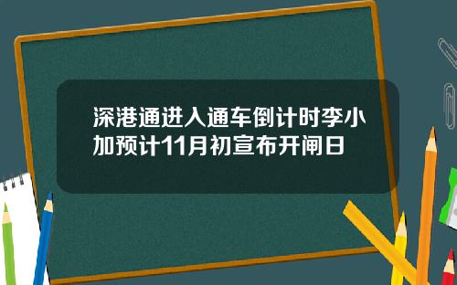 深港通进入通车倒计时李小加预计11月初宣布开闸日