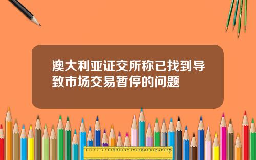 澳大利亚证交所称已找到导致市场交易暂停的问题