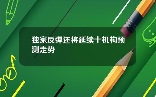 独家反弹还将延续十机构预测走势