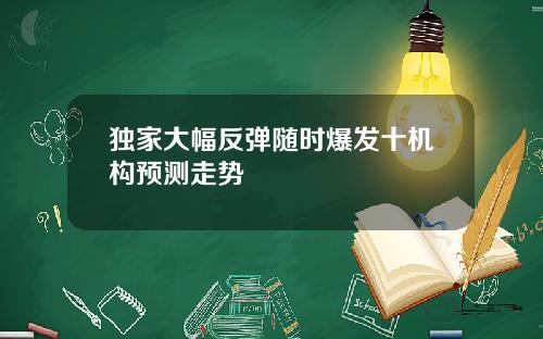 独家大幅反弹随时爆发十机构预测走势