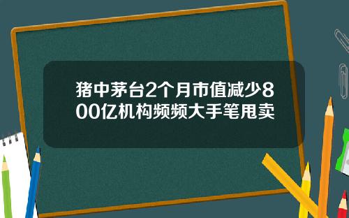 猪中茅台2个月市值减少800亿机构频频大手笔甩卖