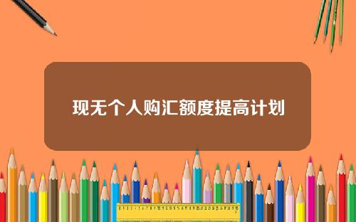 现无个人购汇额度提高计划