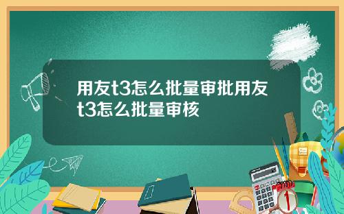 用友t3怎么批量审批用友t3怎么批量审核