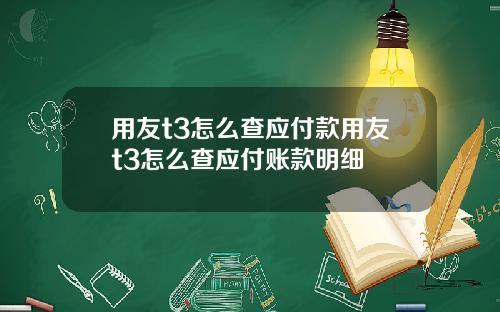 用友t3怎么查应付款用友t3怎么查应付账款明细