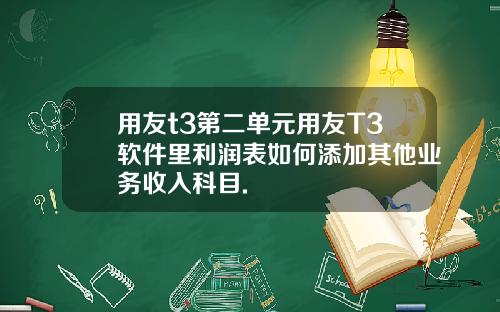 用友t3第二单元用友T3软件里利润表如何添加其他业务收入科目.