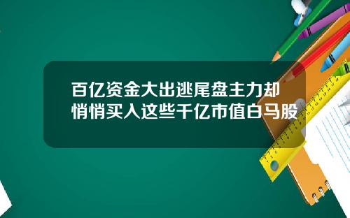 百亿资金大出逃尾盘主力却悄悄买入这些千亿市值白马股