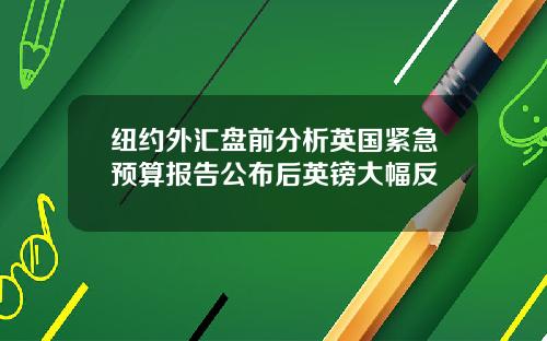 纽约外汇盘前分析英国紧急预算报告公布后英镑大幅反