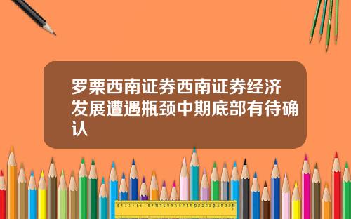 罗栗西南证券西南证券经济发展遭遇瓶颈中期底部有待确认