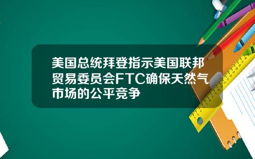 美国总统拜登指示美国联邦贸易委员会FTC确保天然气市场的公平竞争