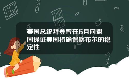 美国总统拜登曾在6月向盟国保证美国将确保喀布尔的稳定性