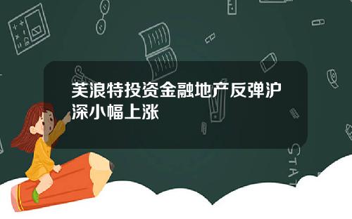 芙浪特投资金融地产反弹沪深小幅上涨