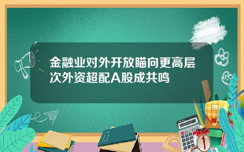 金融业对外开放瞄向更高层次外资超配A股成共鸣