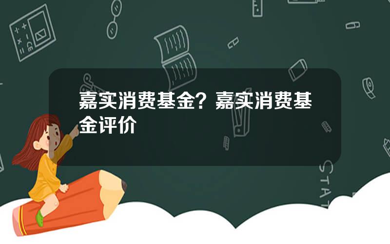 嘉实消费基金？嘉实消费基金评价