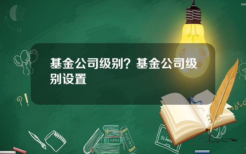 基金公司级别？基金公司级别设置