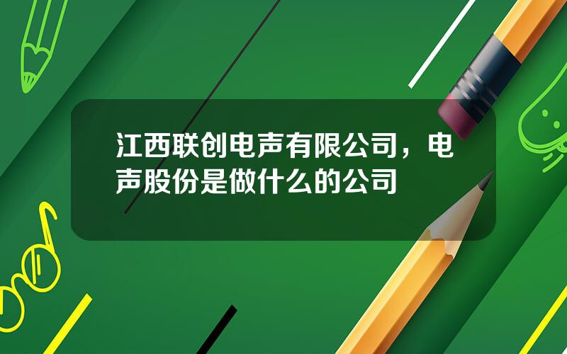 江西联创电声有限公司，电声股份是做什么的公司