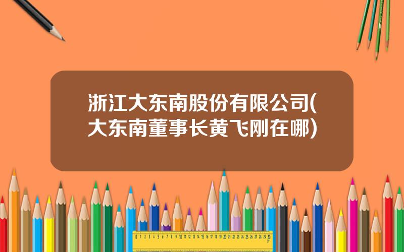 浙江大东南股份有限公司(大东南董事长黄飞刚在哪)