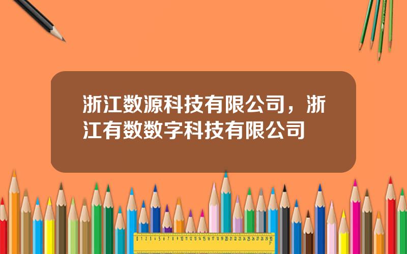 浙江数源科技有限公司，浙江有数数字科技有限公司