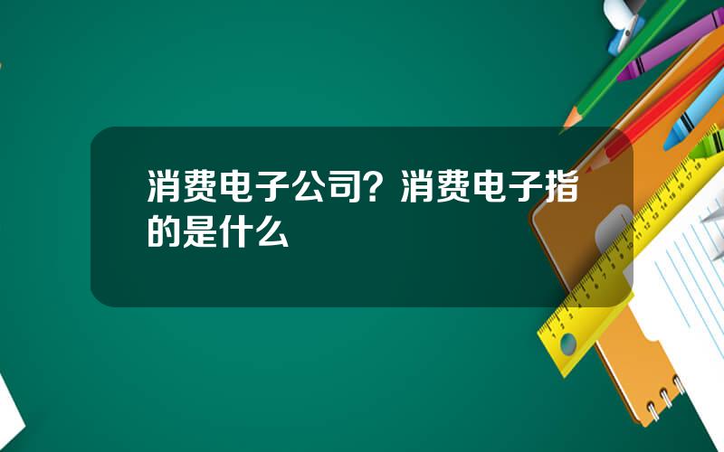 消费电子公司？消费电子指的是什么