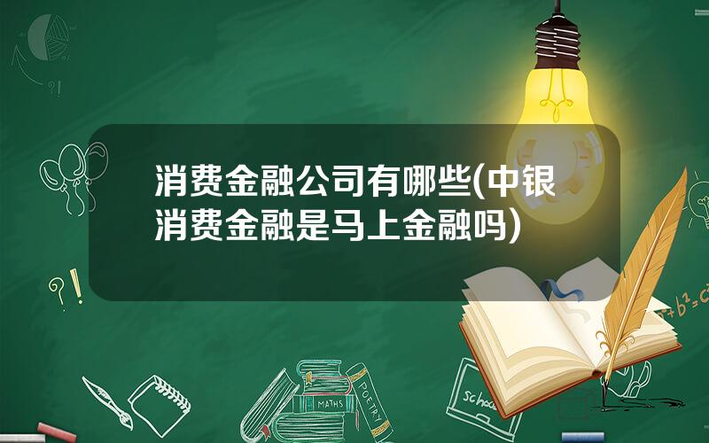 消费金融公司有哪些(中银消费金融是马上金融吗)