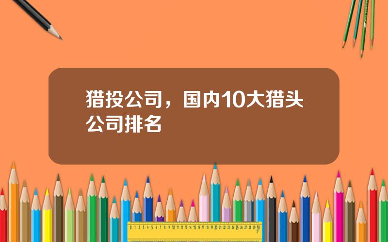 猎投公司，国内10大猎头公司排名