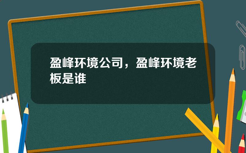 盈峰环境公司，盈峰环境老板是谁