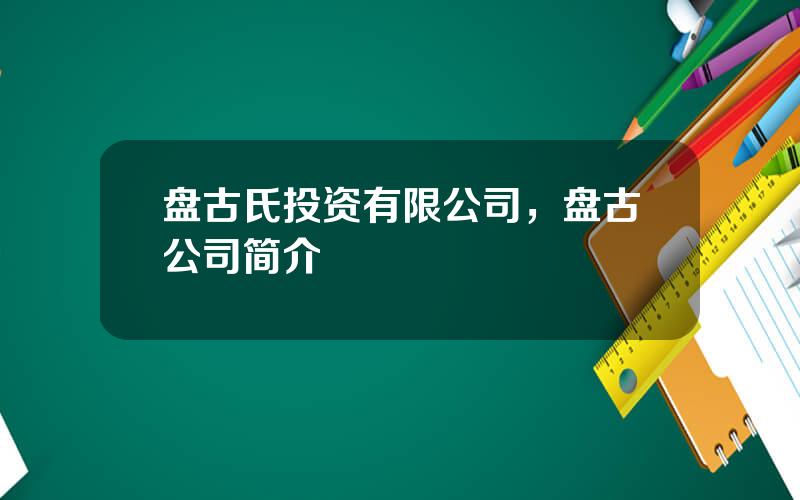 盘古氏投资有限公司，盘古公司简介