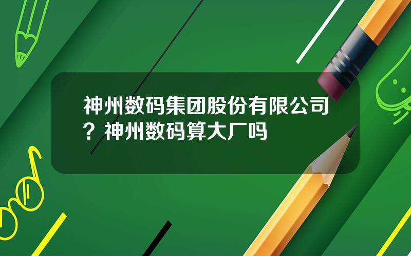 神州数码集团股份有限公司？神州数码算大厂吗