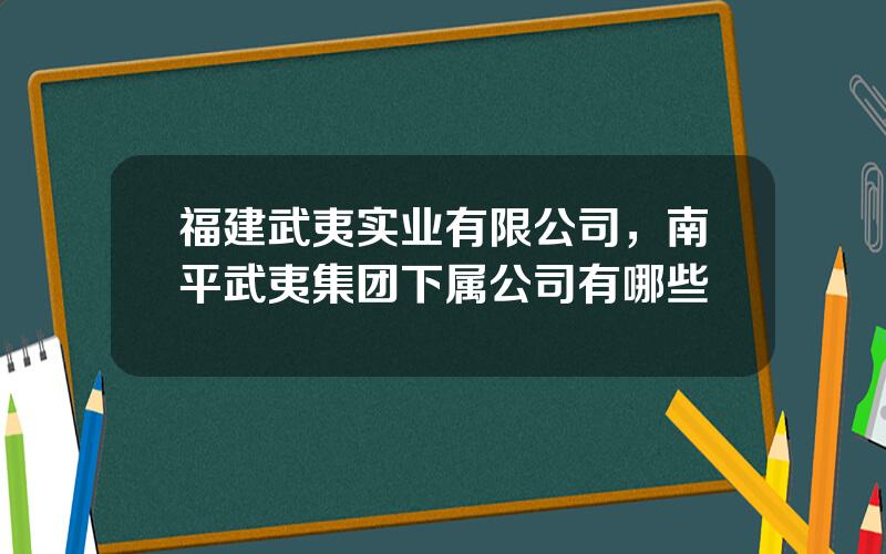 福建武夷实业有限公司，南平武夷集团下属公司有哪些