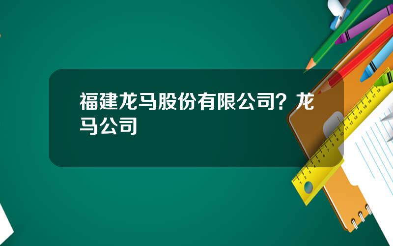 福建龙马股份有限公司？龙马公司