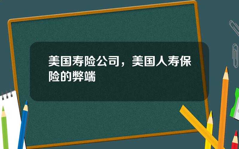 美国寿险公司，美国人寿保险的弊端