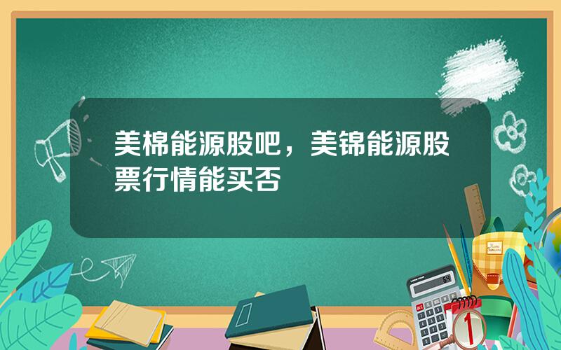 美棉能源股吧，美锦能源股票行情能买否