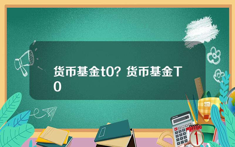 货币基金t0？货币基金T0